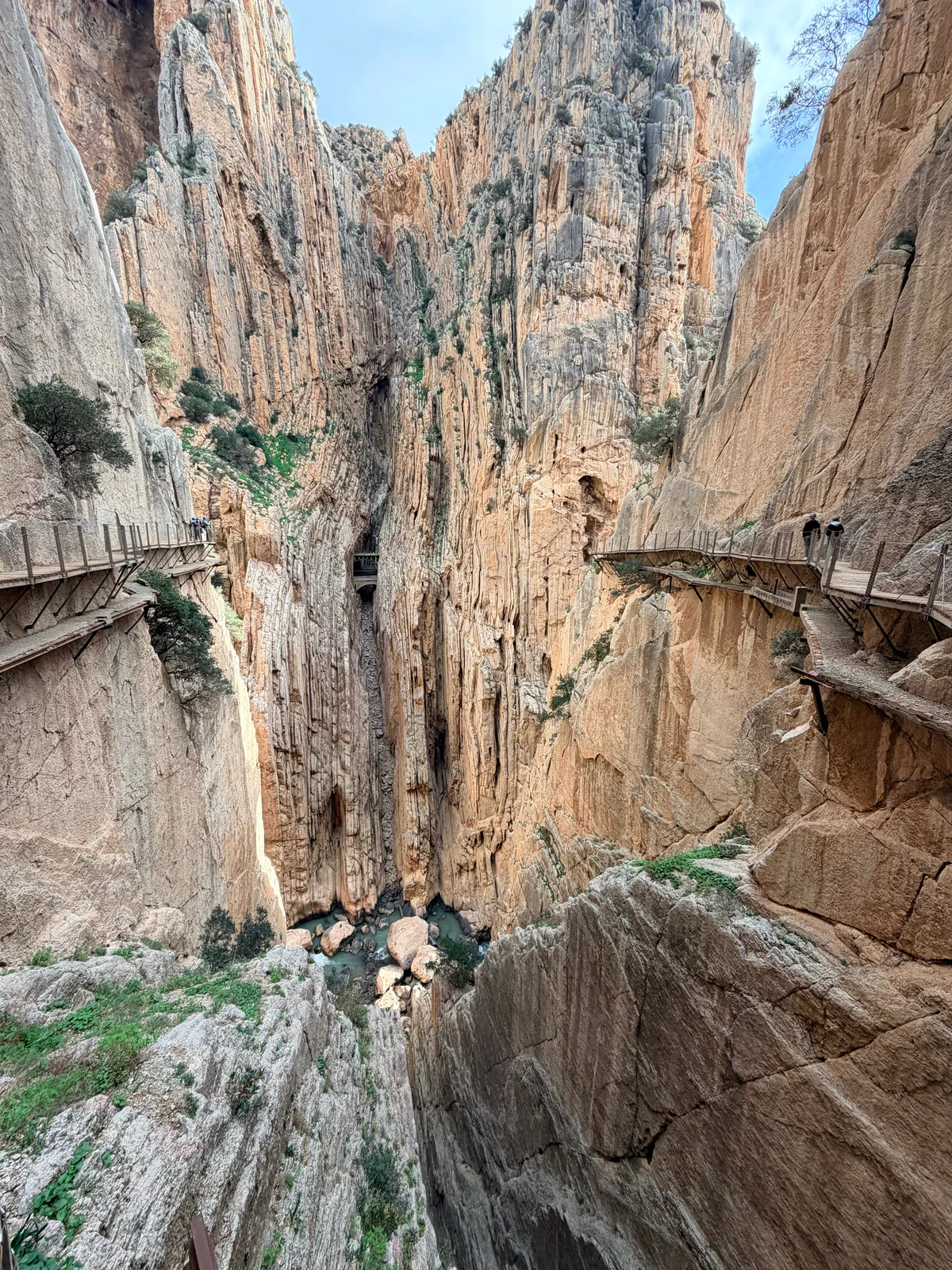 Wooden walkway suspended above Desfiladero de los Gaitanes