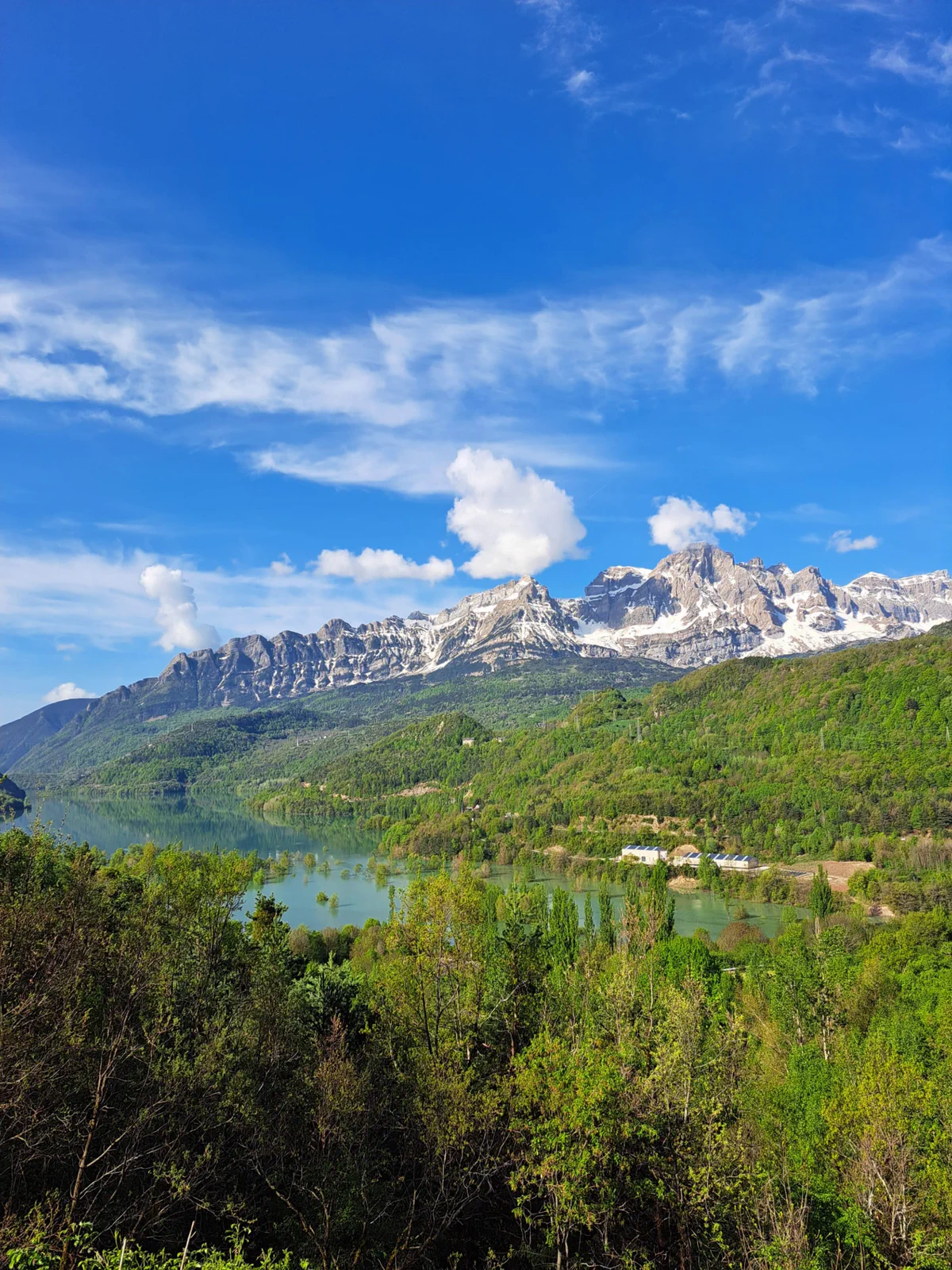 View of the Tena Valley and the Pyrenean peaks