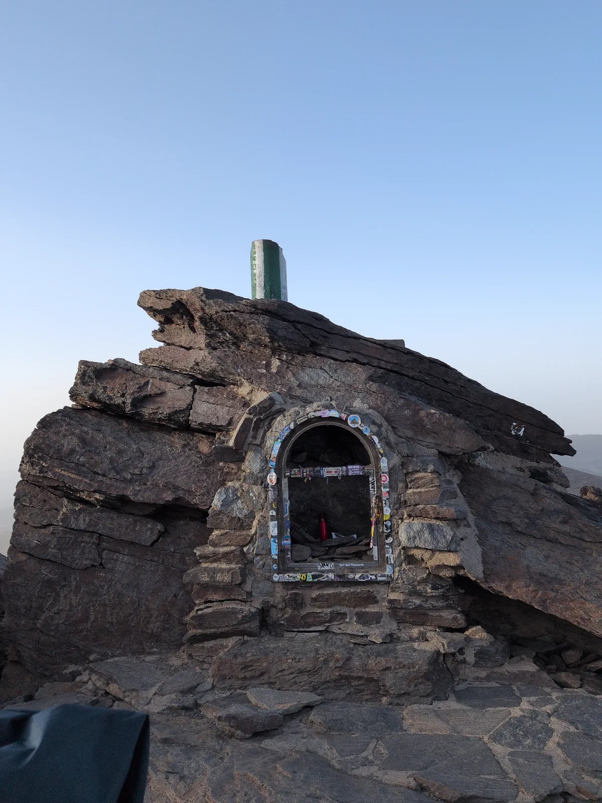 A stone shelter on a Sierra Nevada mountain pass