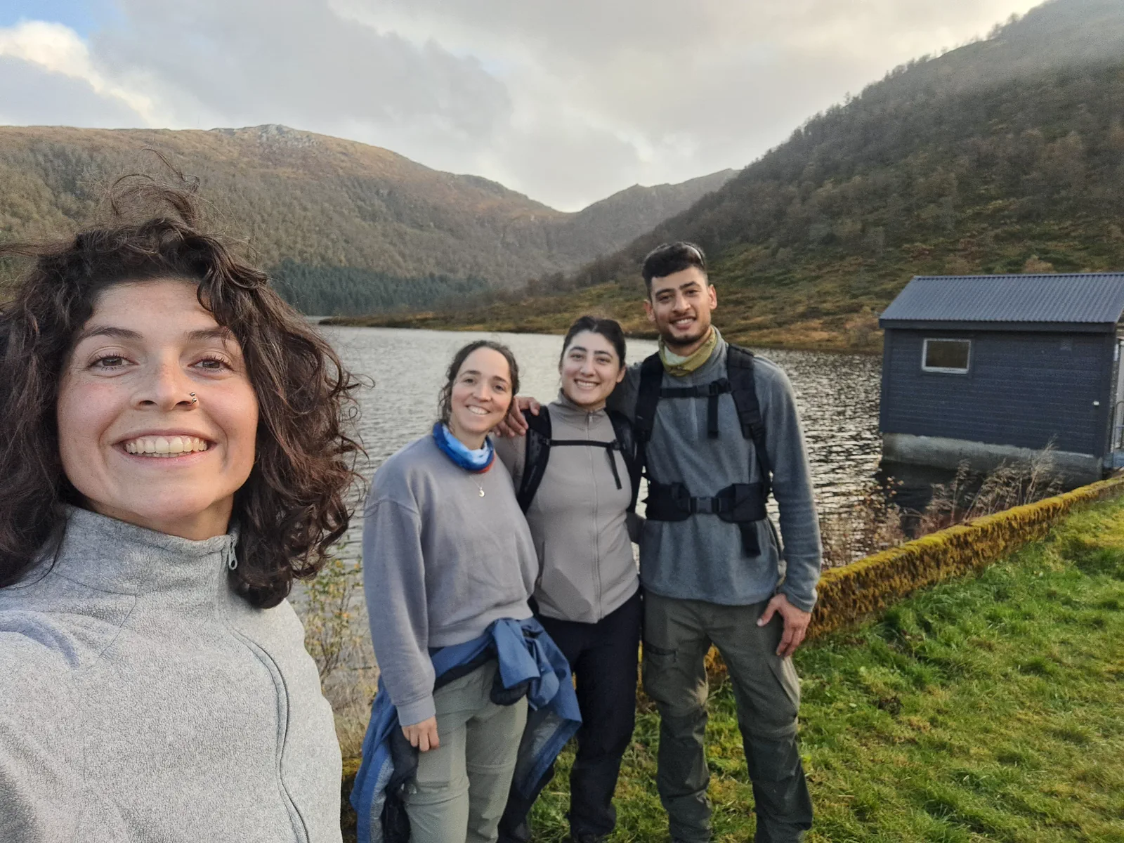 Cuatro integrantes del grupo al comienzo de la excursión a Midt-Taklestølen