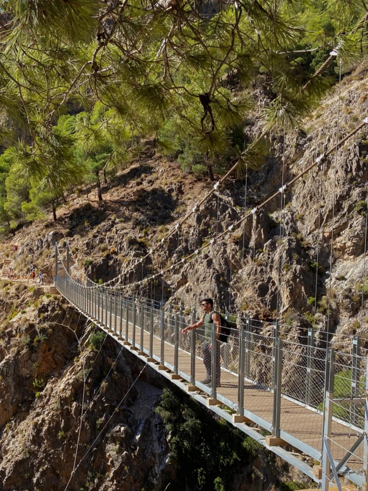Metal walkway set into the wall of Saltillo del Río Almanchares