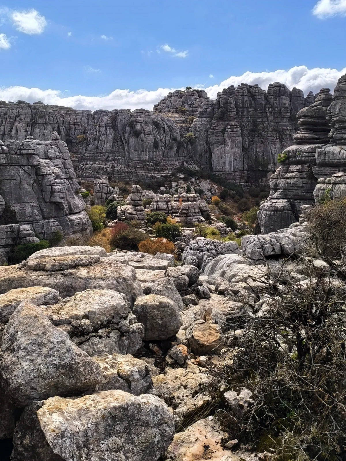 Rocky landscape of rounded, layered formations