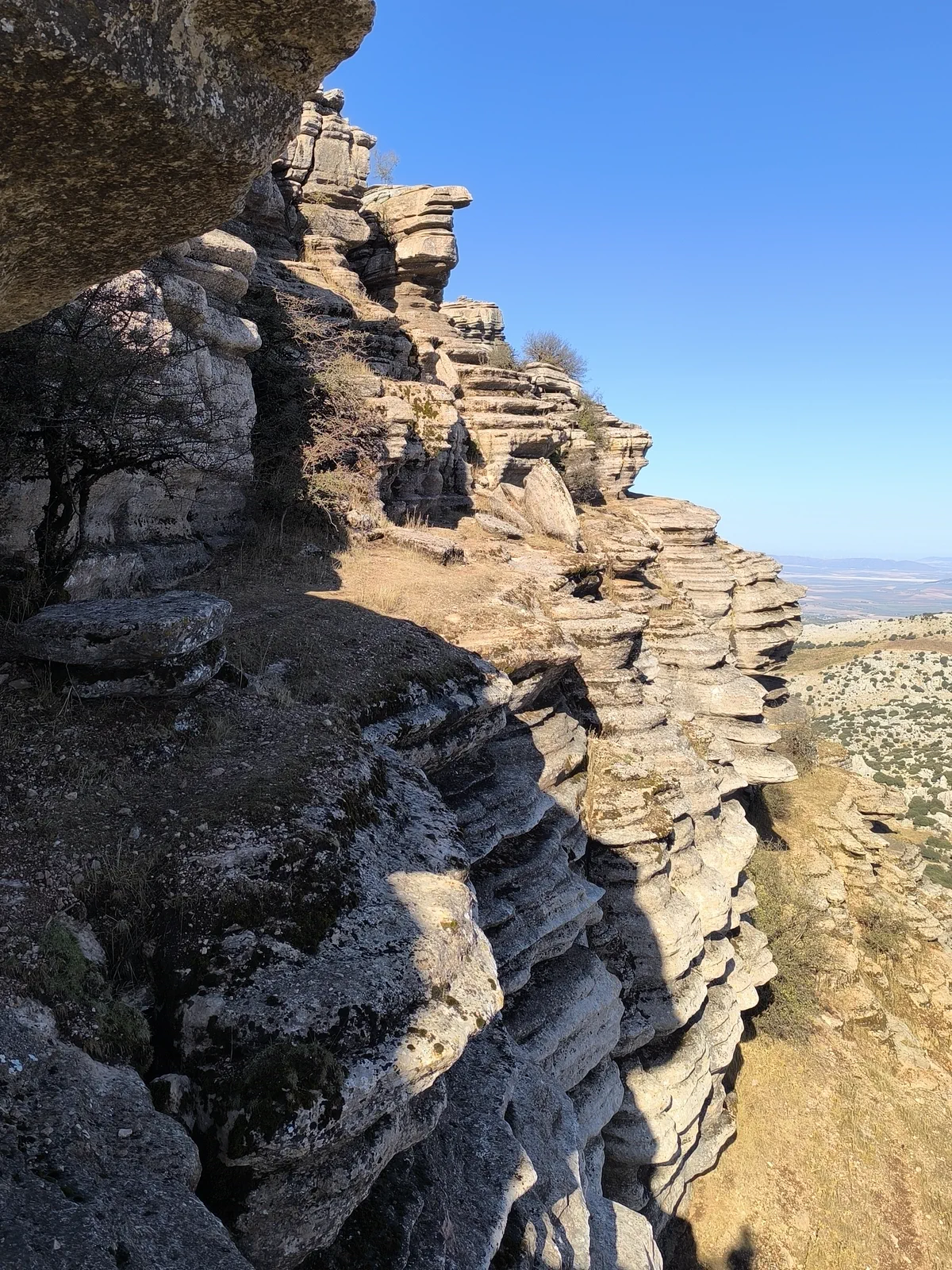 Stacked limestone walls at the edge of the Torcal
